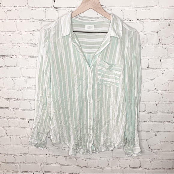 Abound Weekend Tie Front Button Down Shirt Light Blue Stripe Size Small NWOT - Picture 4 of 8